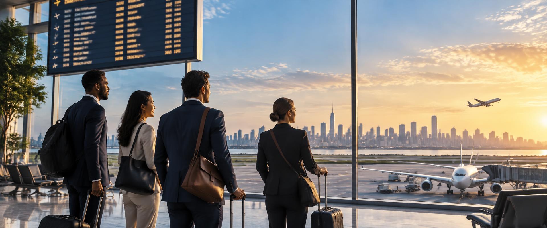 Professionals preparing for an international career journey at an airport